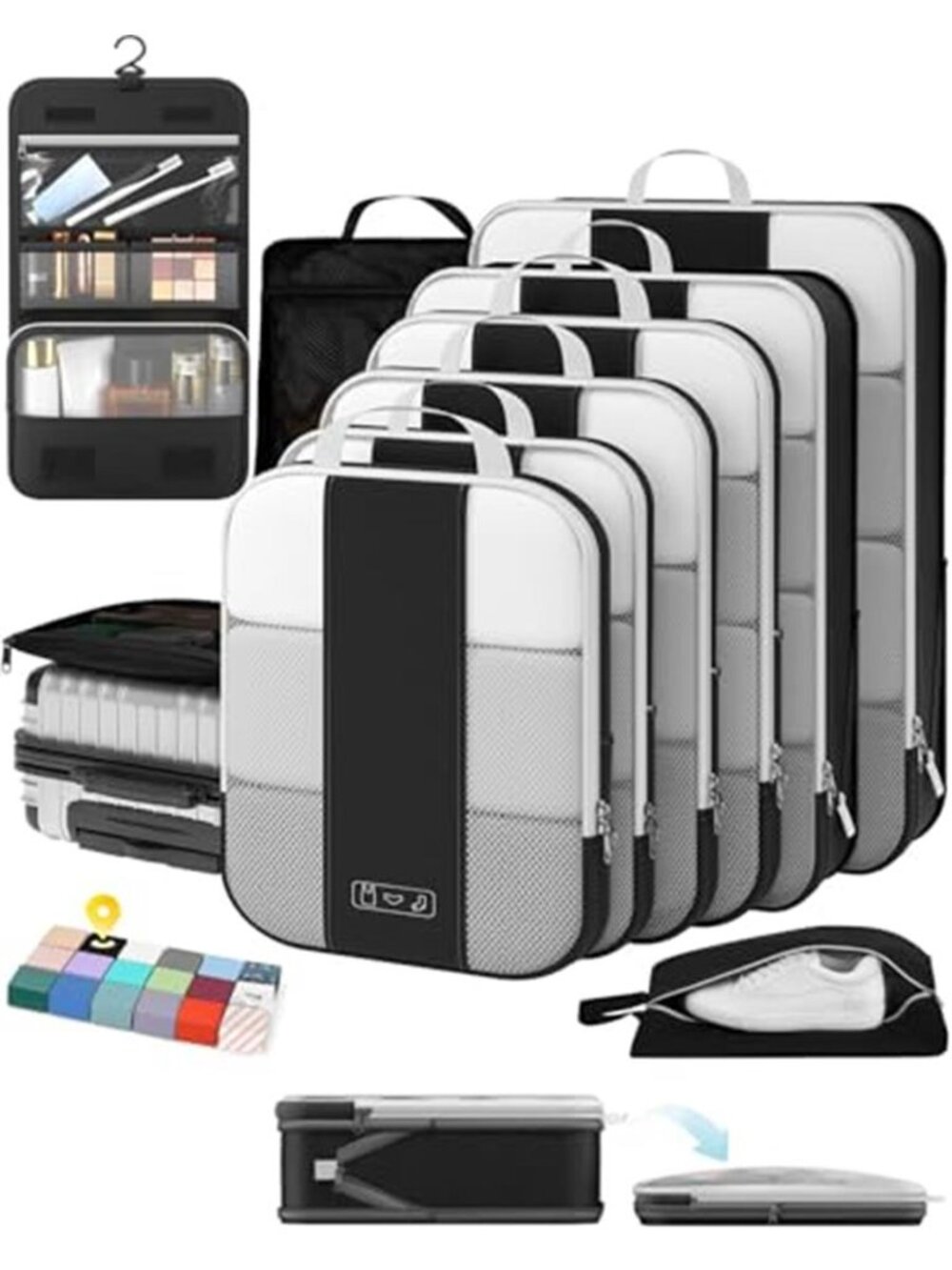 10 Set Compression Packing Cubes Suitcase Garment Bags